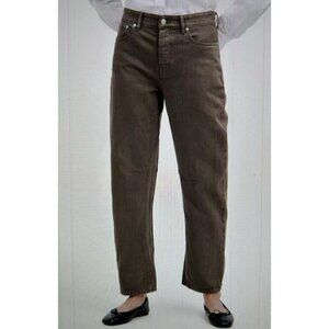 Madewell The Darted Barrel-Leg Jean Driftwood Brown Button Fly Size 28